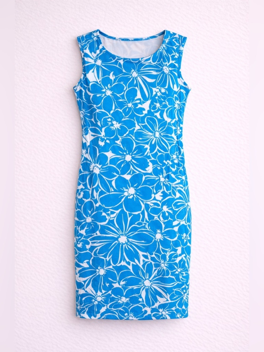 George Blue Floral Sheath Dress XL 16-18 Sleeveless Summer Stretch